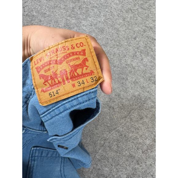 Vintage Y2K Levis 514 Slim Straight Jeans Mens 34x29 Blue Denim Black Tab Retro - Picture 3 of 7